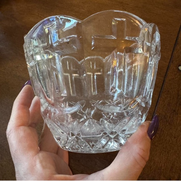 Crystal Cross Design Glass Vase or votive holder versatile for home decor - Picture 1 of 8
